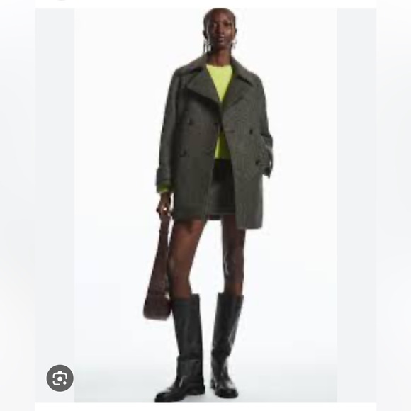 COS HERRINGBONE PEA COAT 6 NWT - Picture 3 of 17